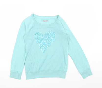 Next Girls Blue Cotton Pullover Sweatshirt Size 12 Years Pullover - Heart