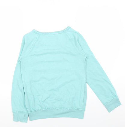Next Girls Blue Cotton Pullover Sweatshirt Size 12 Years Pullover - Heart