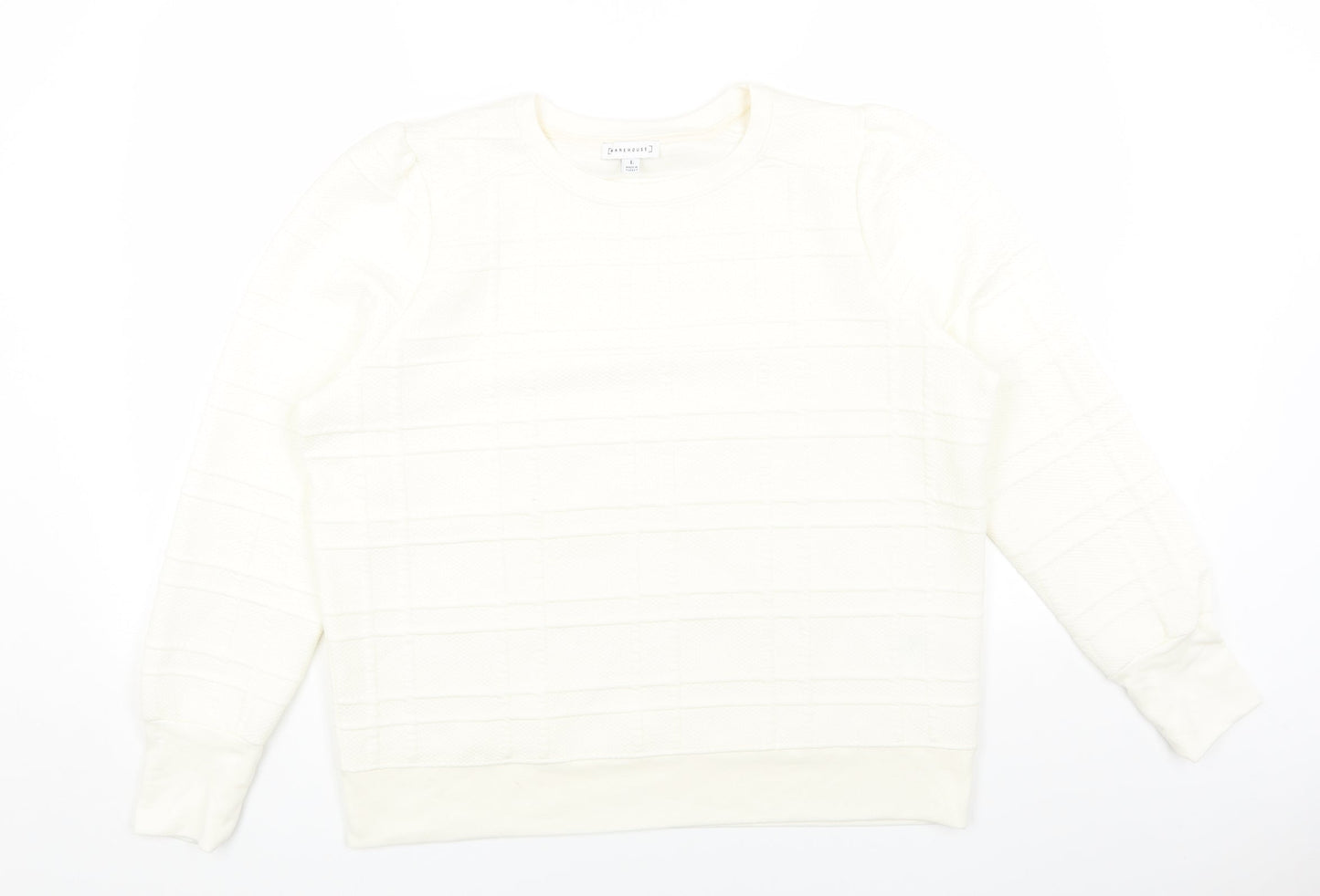 Warehouse Womens White Polyester Pullover Sweatshirt Size L Pullover - Textured