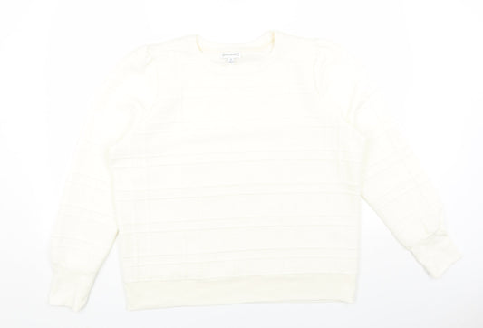 Warehouse Womens White Polyester Pullover Sweatshirt Size L Pullover - Textured