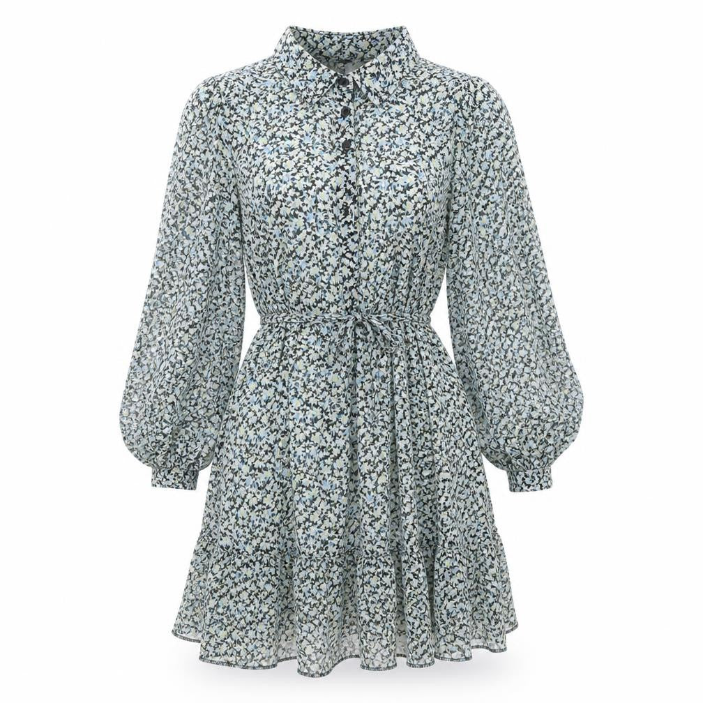 New Look Womens Multicoloured Floral Polyester Fit & Flare Size 8 Collared Button