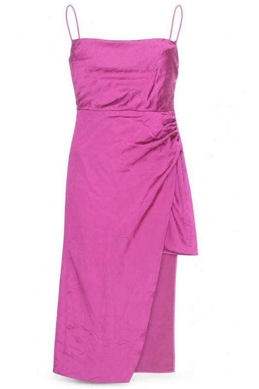 Zara Womens Pink Viscose Shift Size S Square Neck Zip - Open Side Wrap Detail