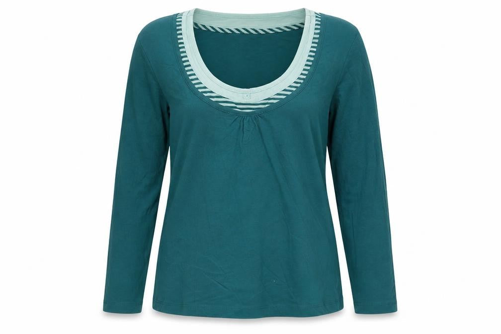 M&Co Womens Green Cotton Basic T-Shirt Size M Scoop Neck