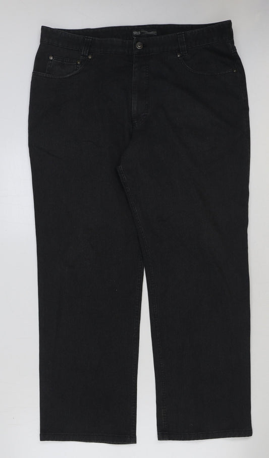 Marks and Spencer Womens Black Cotton Straight Jeans Size 38 in L29 in Regular Button