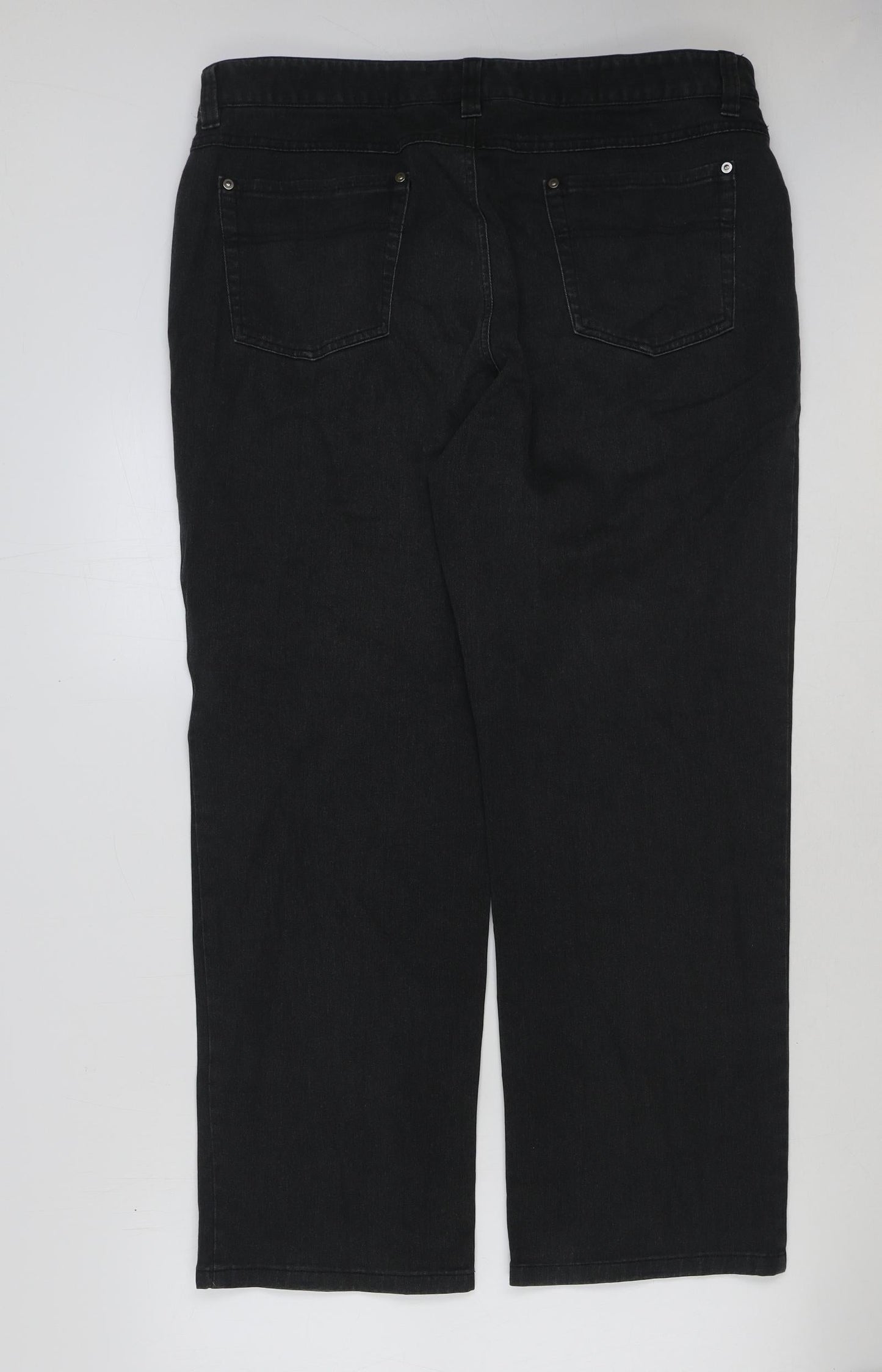 Marks and Spencer Womens Black Cotton Straight Jeans Size 38 in L29 in Regular Button