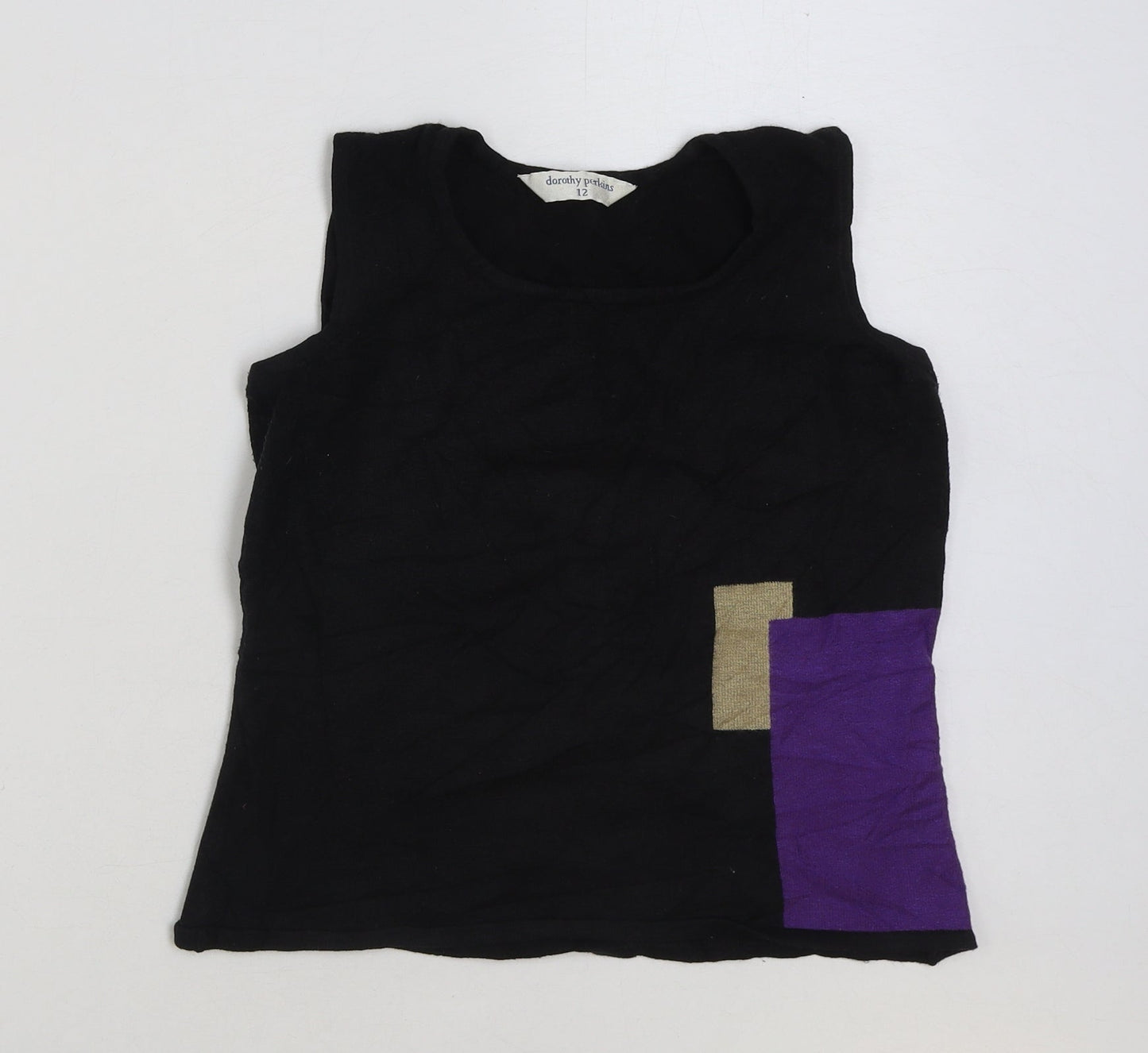Dorothy Perkins Womens Multicoloured Colourblock Acrylic Basic Tank Size 12 Round Neck