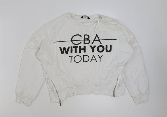 Select Womens White Polyester Pullover Sweatshirt Size 12 Pullover - CBA with you