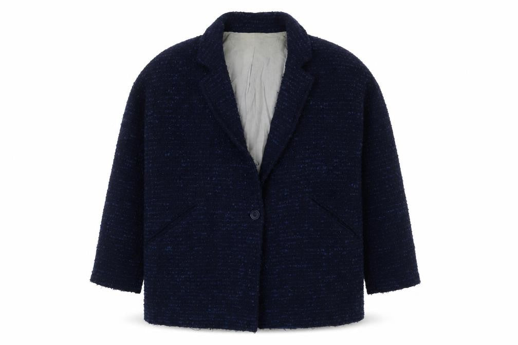 River Island Womens Blue Pea Coat Coat Size 14 Button