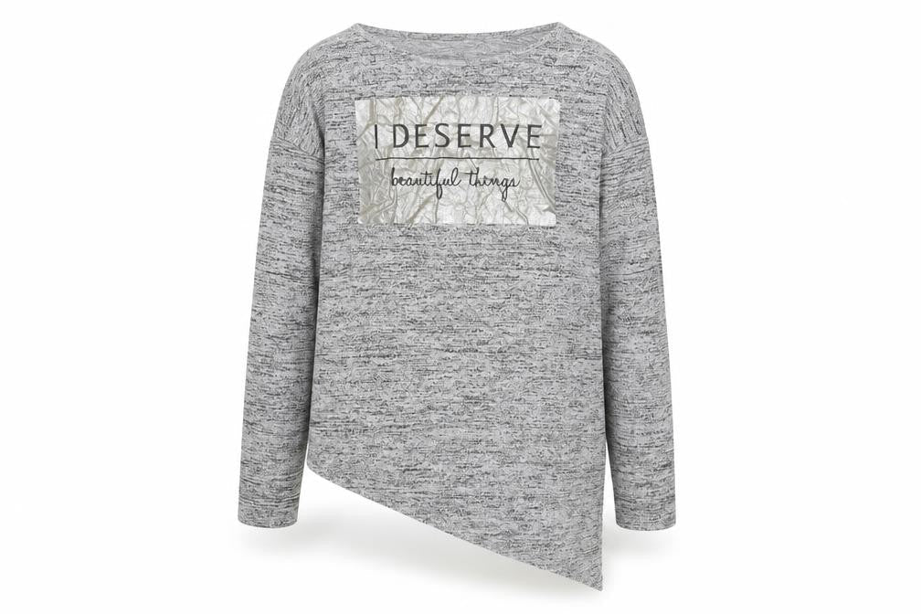 Young Dimension Girls Grey Polyester Basic T-Shirt Size 11-12 Years Round Neck Pullover - I deserve beautiful things