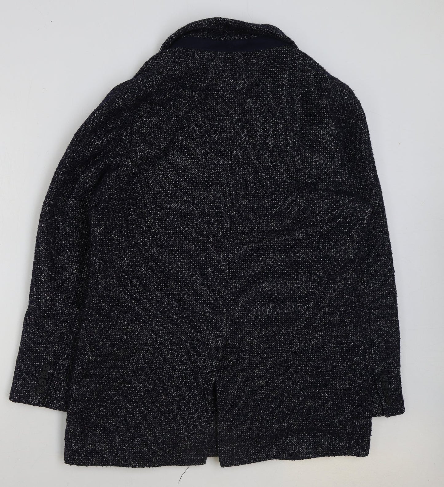 Moss London Womens Blue Pea Coat Jacket Size 44 Button
