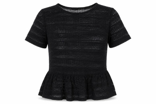 River Island Womens Black Geometric Polyester Basic Blouse Size 8 Boat Neck