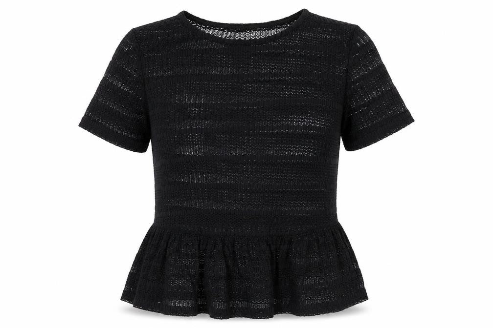 River Island Womens Black Geometric Polyester Basic Blouse Size 8 Boat Neck