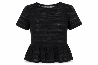 River Island Womens Black Geometric Polyester Basic Blouse Size 8 Boat Neck