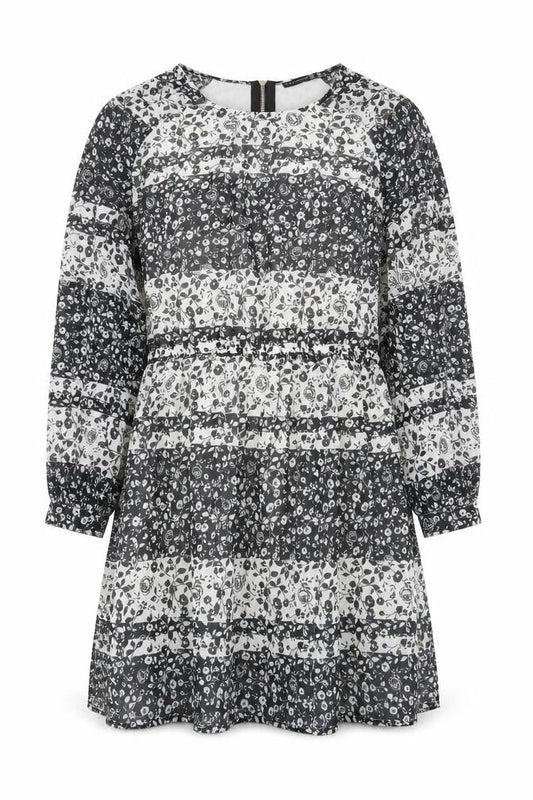 Atmosphere Womens Black Floral Polyester A-Line Size 14 Boat Neck Zip