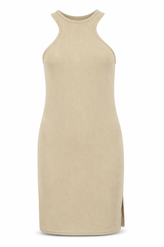 PRETTYLITTLETHING Womens Beige Polyester Mini Size 12 Round Neck Pullover