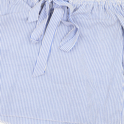 Atmosphere Womens Blue Striped Polyester Basic Blouse Size 4 Off the Shoulder