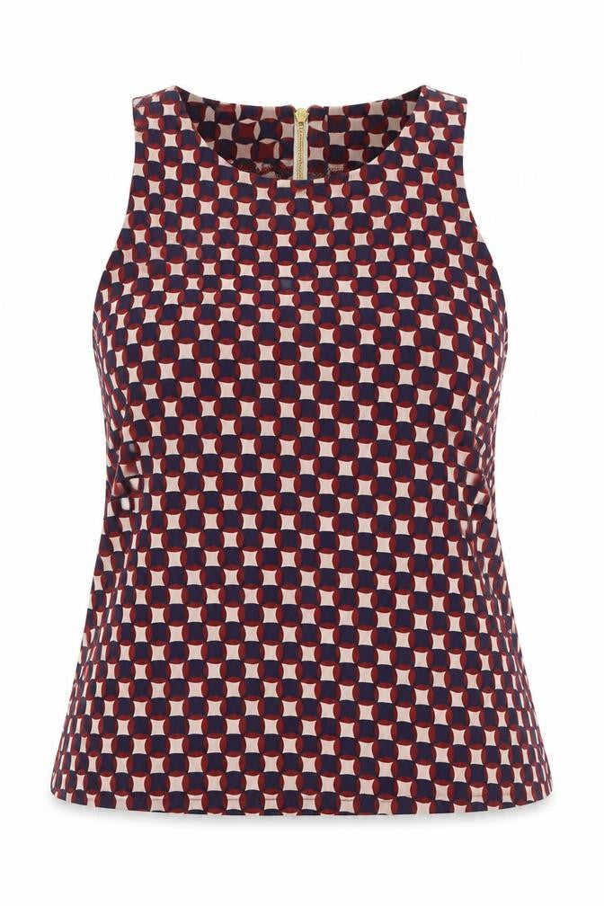 Glamorous Womens Red Geometric Polyester Basic Blouse Size XL Boat Neck