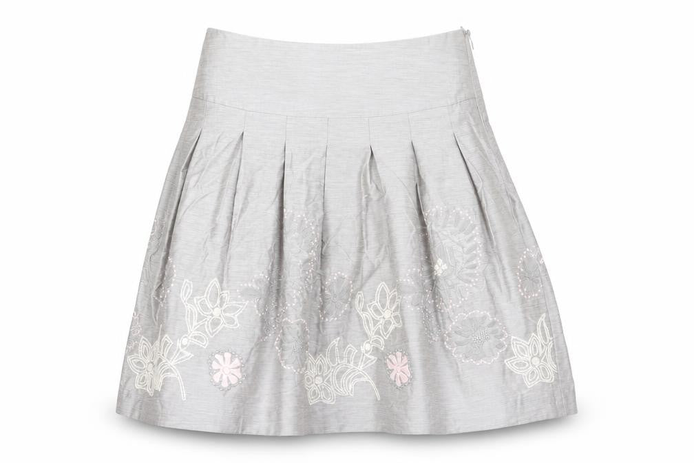 Bandolera Womens Grey Floral Viscose A-Line Skirt Size 10 Zip