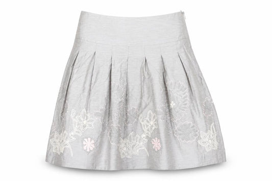 Bandolera Womens Grey Floral Viscose A-Line Skirt Size 10 Zip