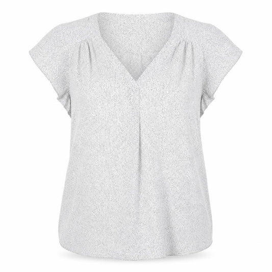 H&M Womens White Geometric Polyester Basic Blouse Size XL V-Neck