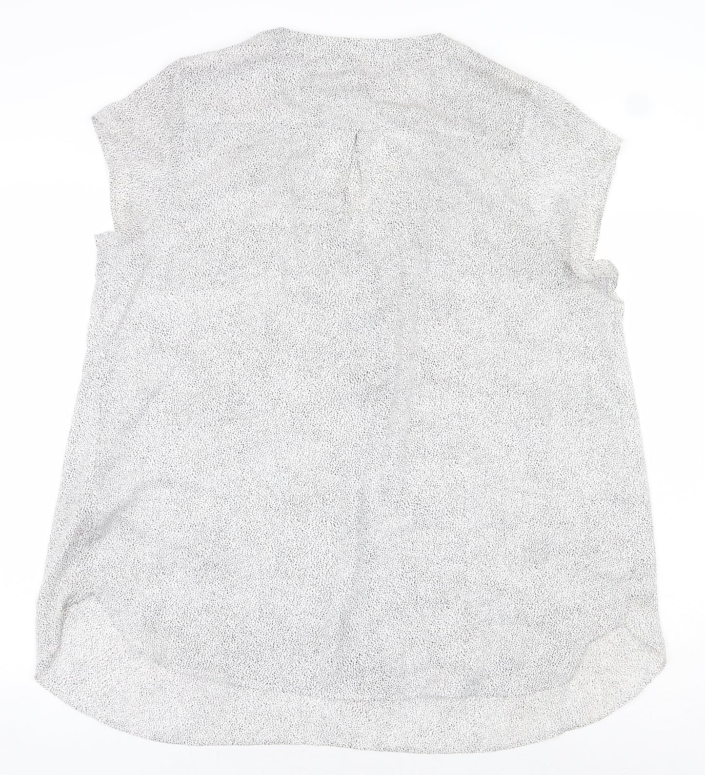 H&M Womens White Geometric Polyester Basic Blouse Size XL V-Neck