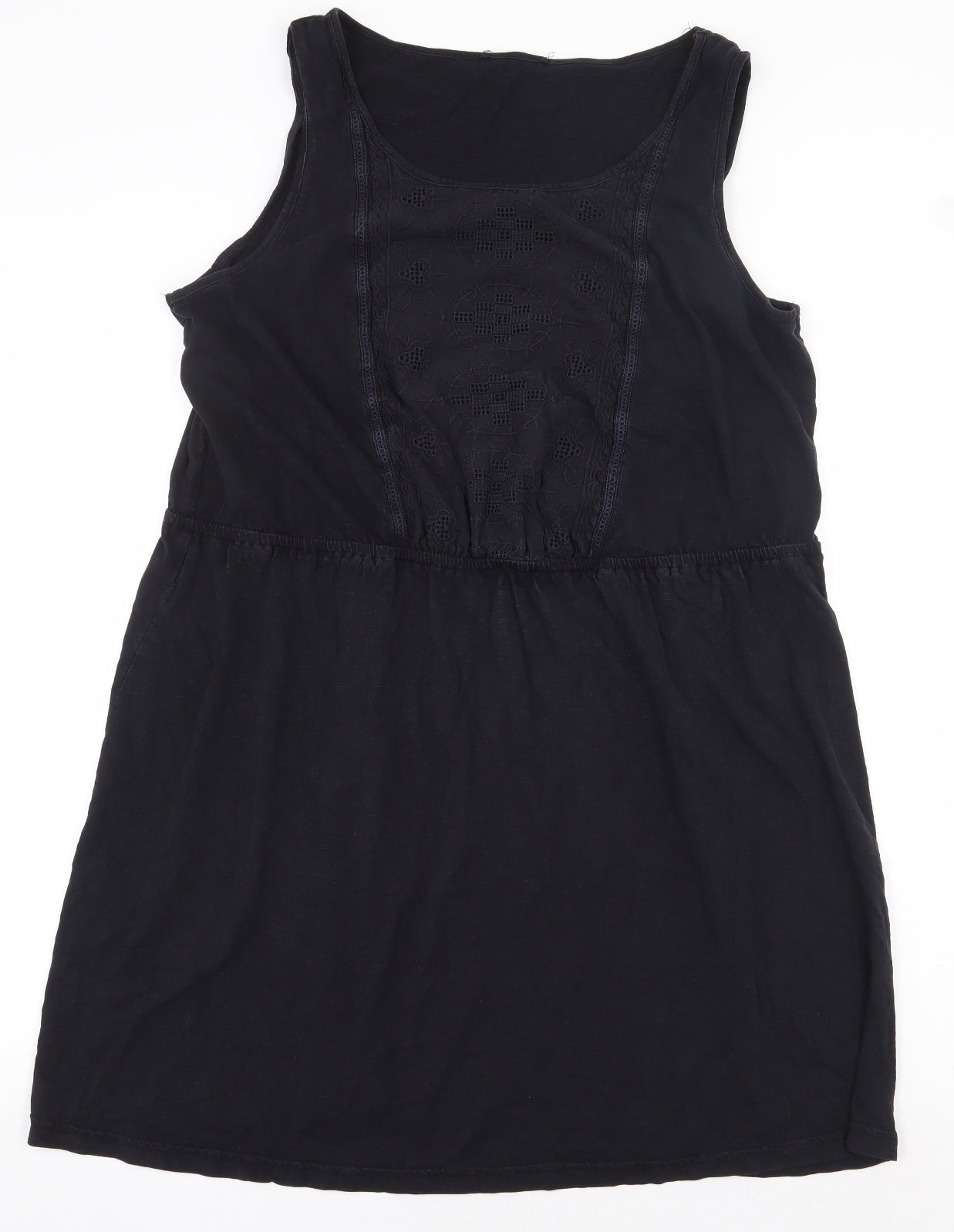 Preworn Womens Black Polyester Sheath Size 10 Scoop Neck Pullover