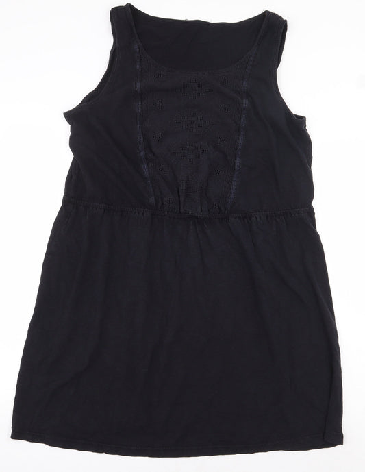 Preworn Womens Black Polyester Sheath Size 10 Scoop Neck Pullover