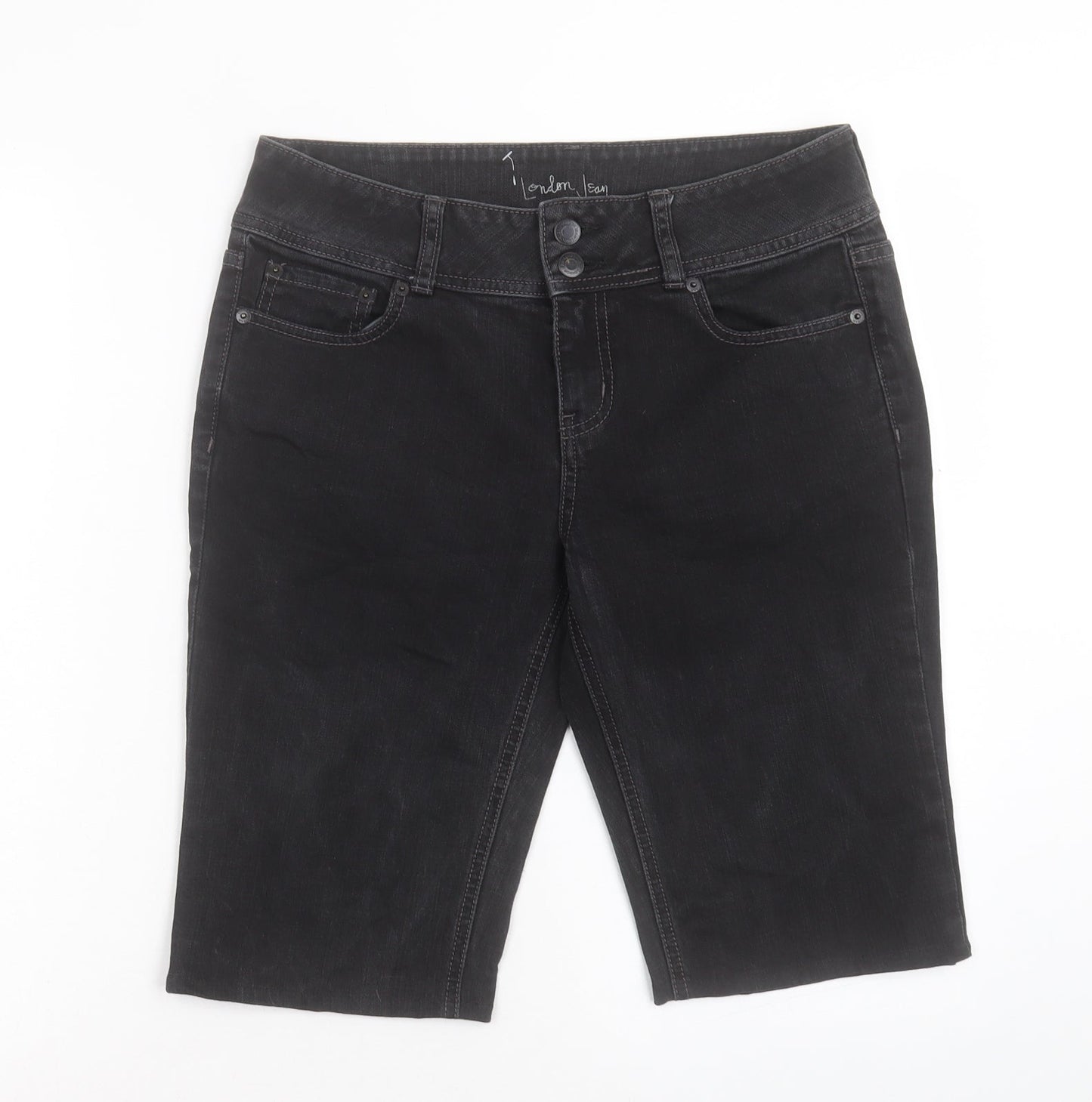 London Jean Womens Black Cotton Skimmer Shorts Size 30 in L11 in Regular Button
