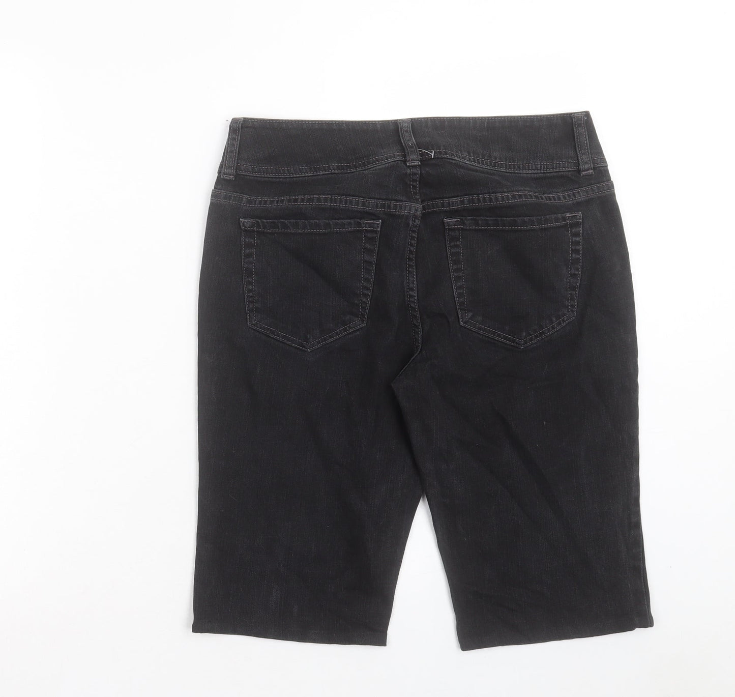 London Jean Womens Black Cotton Skimmer Shorts Size 30 in L11 in Regular Button