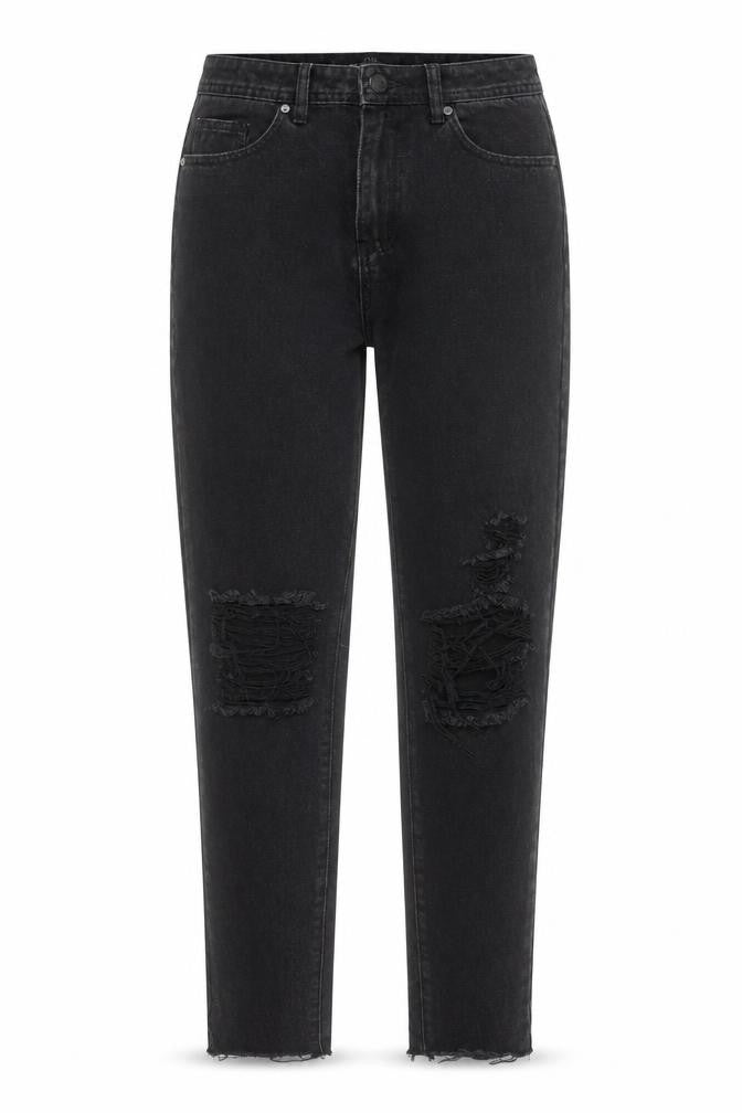 Missguided Womens Black Cotton Straight Jeans Size 8 L33 in Regular Button