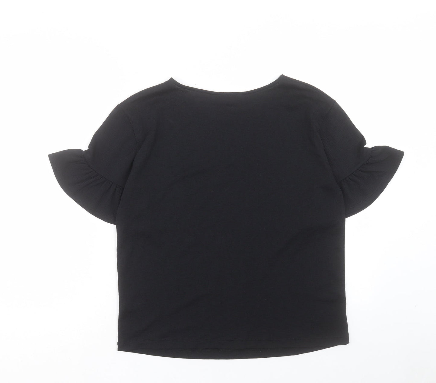 TU Womens Black Polyester Basic T-Shirt Size 10 Round Neck