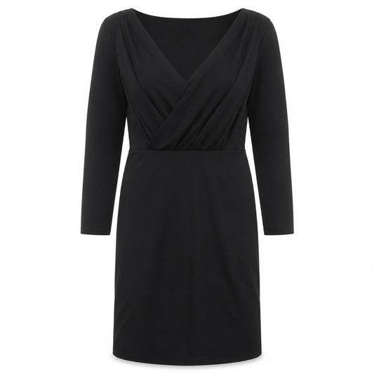 H&M Womens Black Polyester Shift Size L V-Neck Pullover
