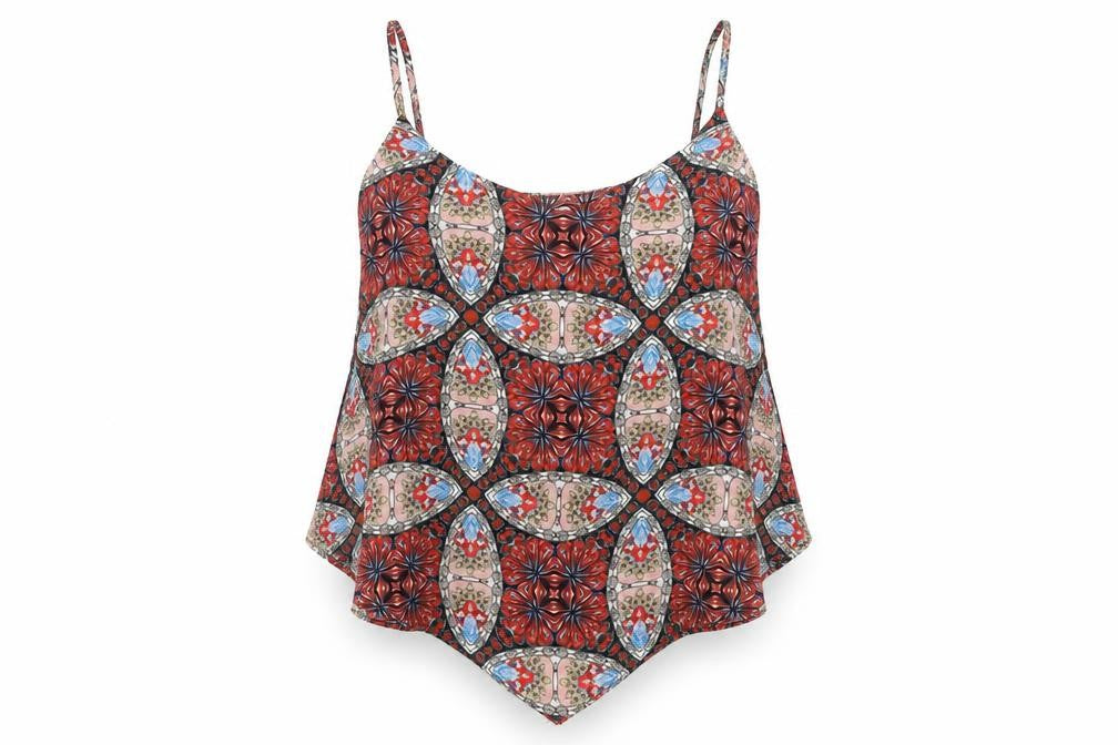 Glamorous Womens Red Geometric Polyester Camisole Tank Size 10 Scoop Neck