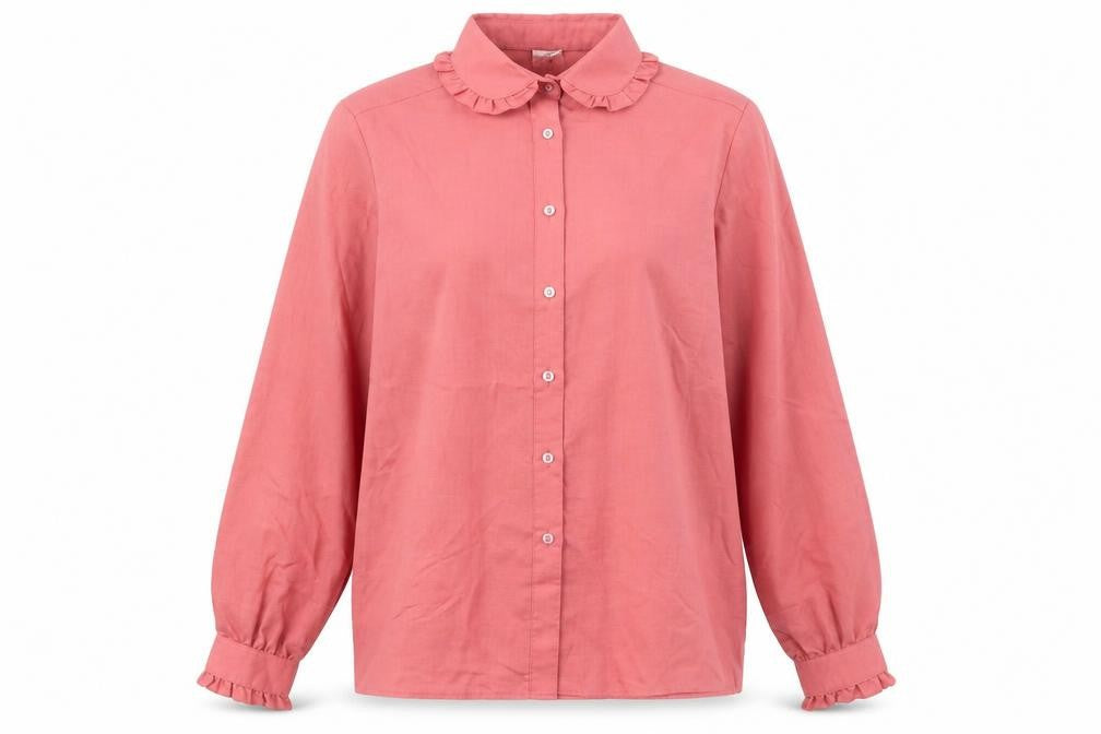 C&A Womens Pink Polyester Basic Button-Up Size 12 Collared