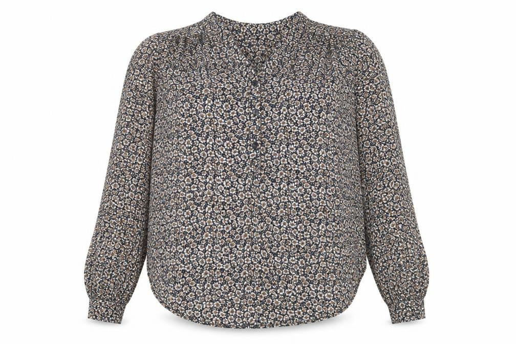 H&M Womens Brown Floral Modal Basic Button-Up Size 6 V-Neck
