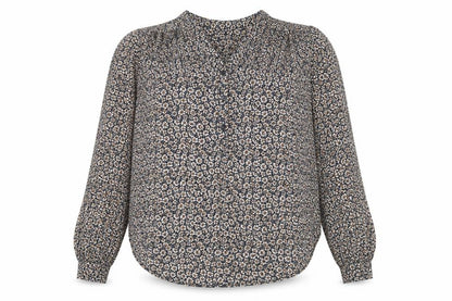 H&M Womens Brown Floral Modal Basic Button-Up Size 6 V-Neck