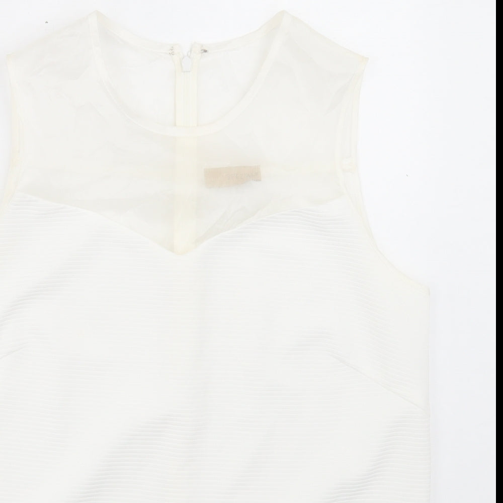 Marks and Spencer Womens White Polyester Basic Tank Size 14 Crew Neck