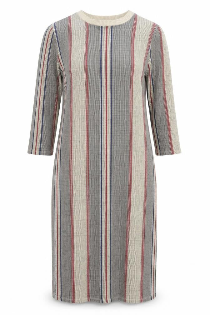 Zara Womens Multicoloured Striped Polyester Jumper Dress Size M Crew Neck Pullover