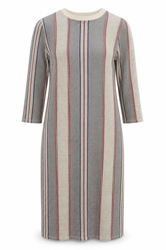Zara Womens Multicoloured Striped Polyester Jumper Dress Size M Crew Neck Pullover