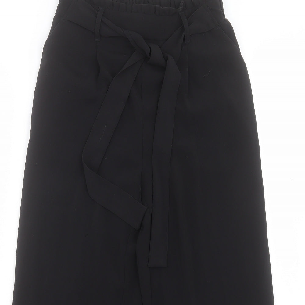 New Look Womens Black Polyester Trousers Size 6 L21 in Regular Tie