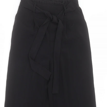 New Look Womens Black Polyester Trousers Size 6 L21 in Regular Tie