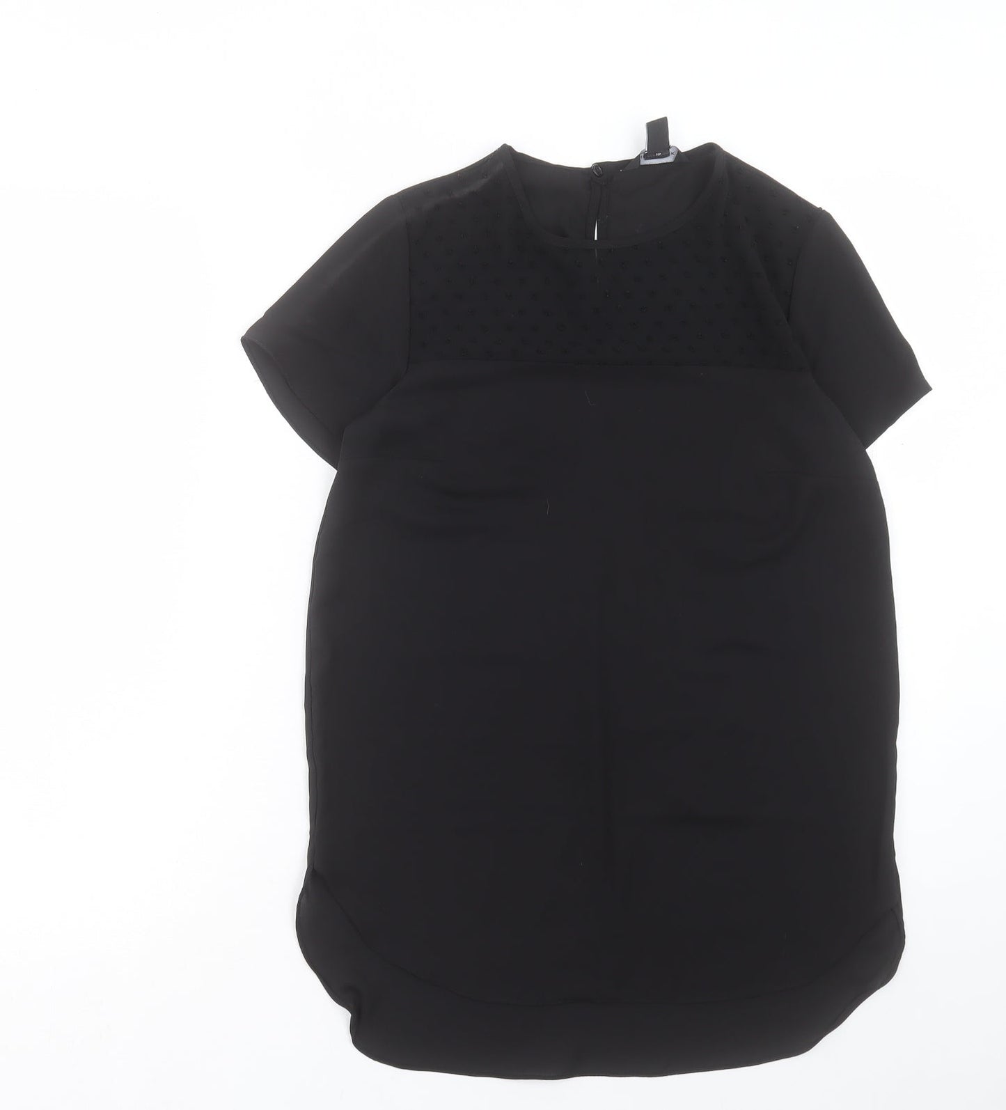 New Look Womens Black Polyester Basic T-Shirt Size 8 Crew Neck