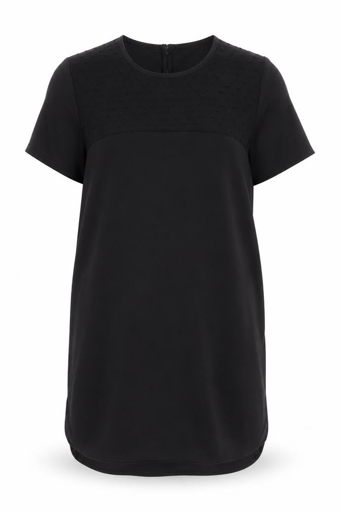 New Look Womens Black Polyester Basic T-Shirt Size 8 Crew Neck