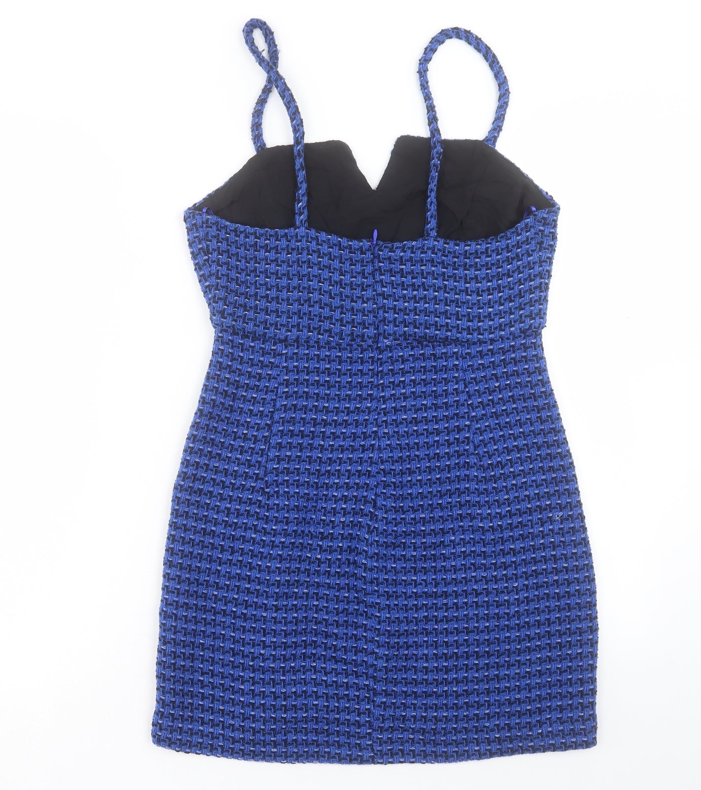 Zara Womens Blue Viscose Shift Size M V-Neck Zip