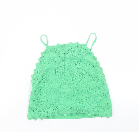 Topshop Womens Green Polyester Cropped Tank Size 8 Square Neck