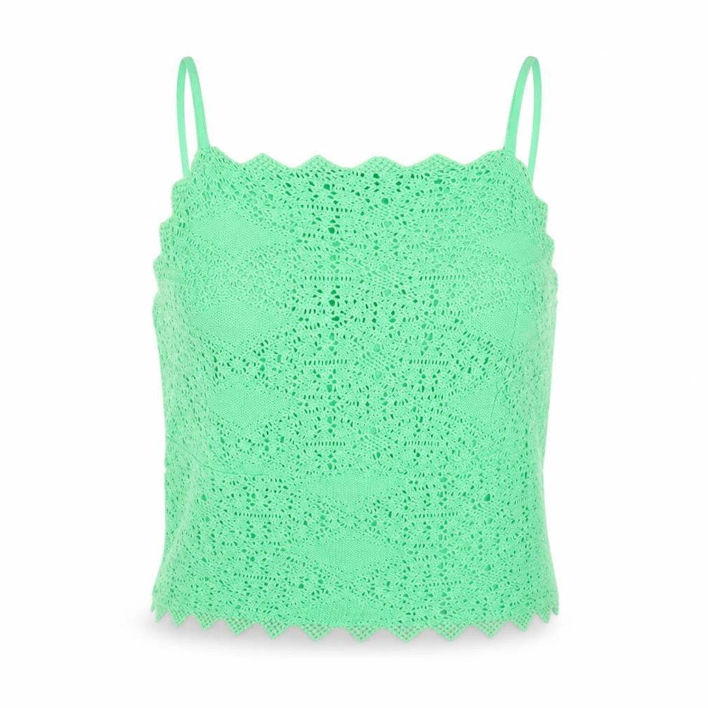 Topshop Womens Green Polyester Cropped Tank Size 8 Square Neck