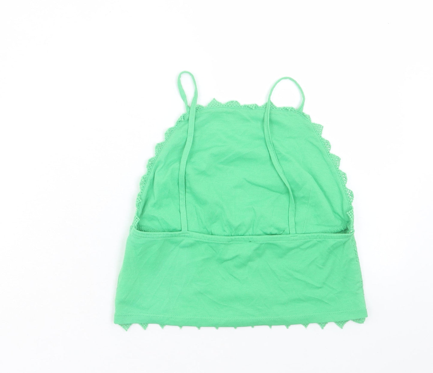 Topshop Womens Green Polyester Cropped Tank Size 8 Square Neck