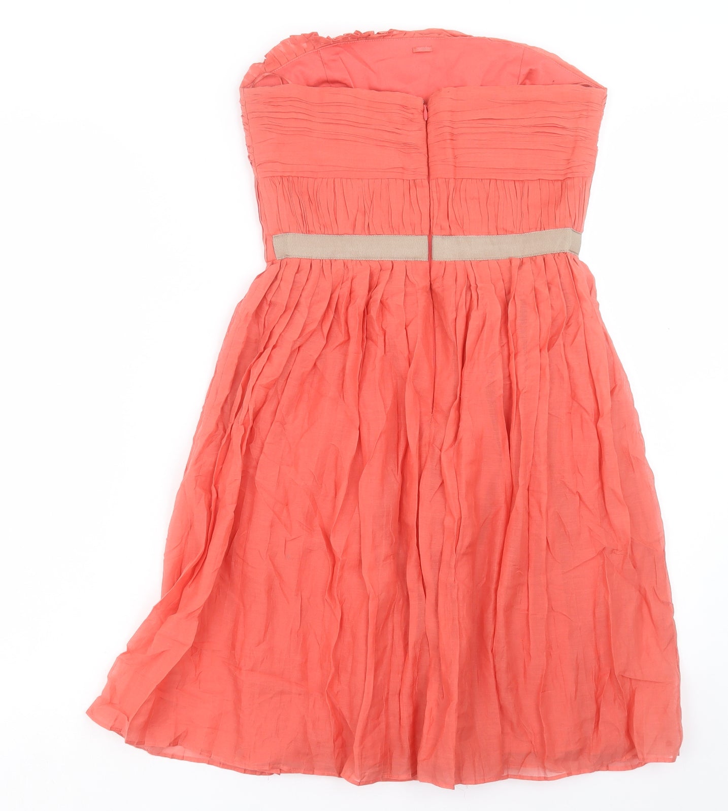 Mango Womens Pink Viscose Fit & Flare Size M Square Neck Zip - Bandeau Dress