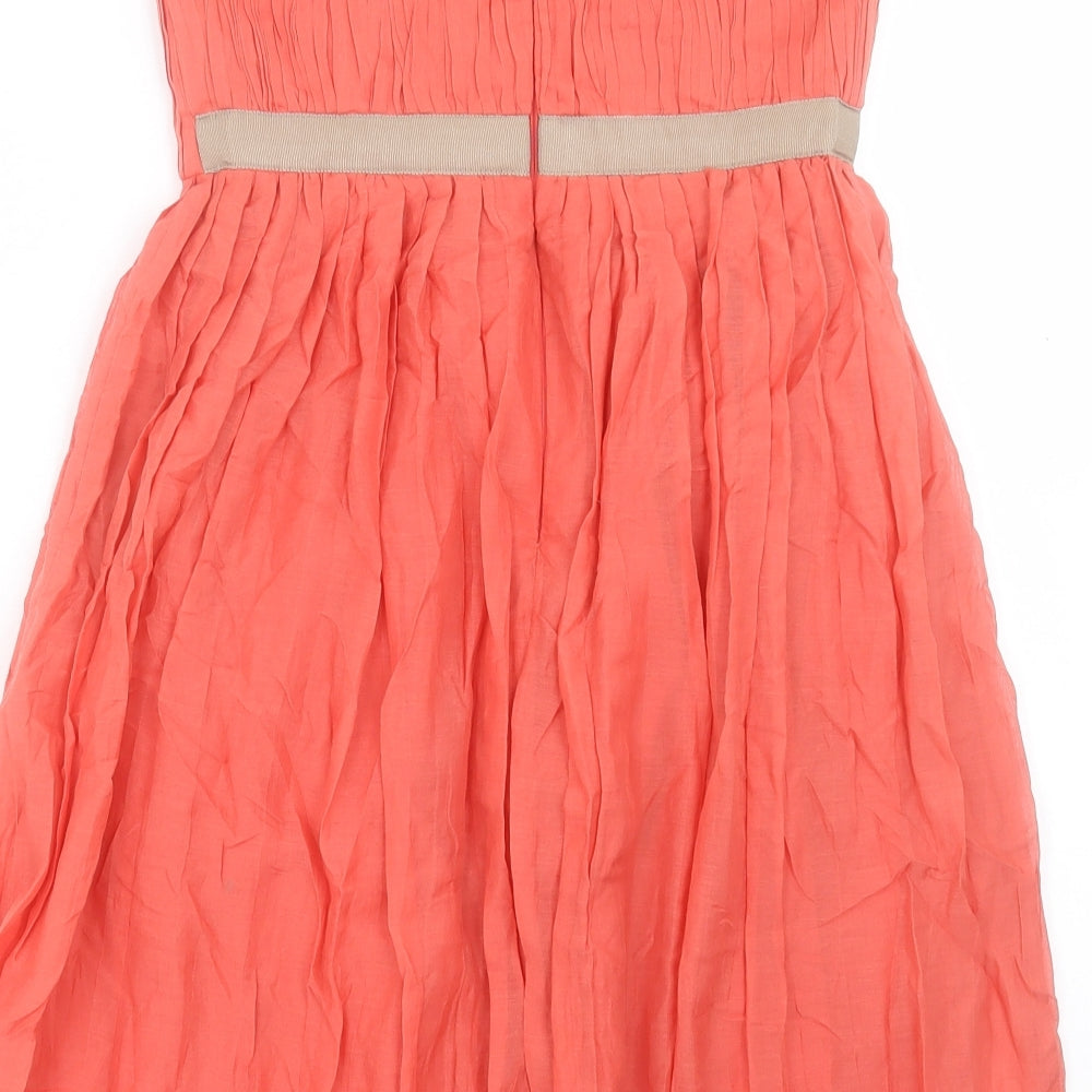 Mango Womens Pink Viscose Fit & Flare Size M Square Neck Zip - Bandeau Dress
