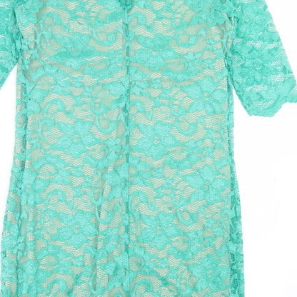 Matalan Womens Green Polyester Shift Size 16 Boat Neck Zip